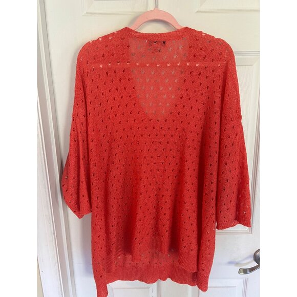 Sag Harbor Coral Scoop Neck Open Knit Sweater Coastal Lightweight Shirt Stretch - Picture 3 of 8